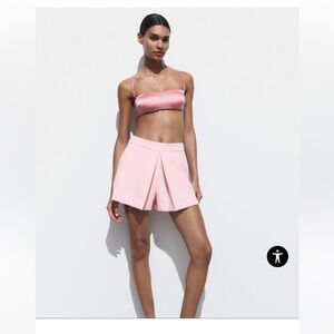 ZARA PASTEL PINK PLEATED FRONT SKORT